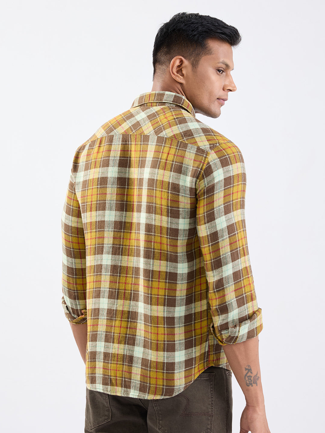 Spykar Friar Brown Slim Fit Casual Shirts For Men