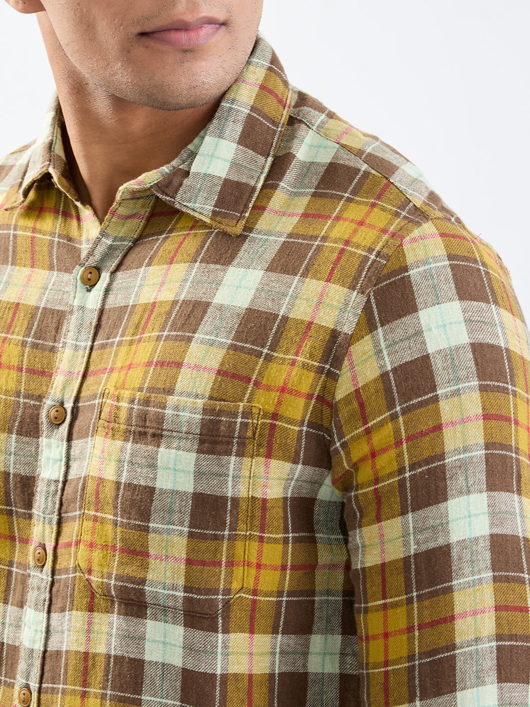 Spykar Friar Brown Slim Fit Casual Shirts For Men