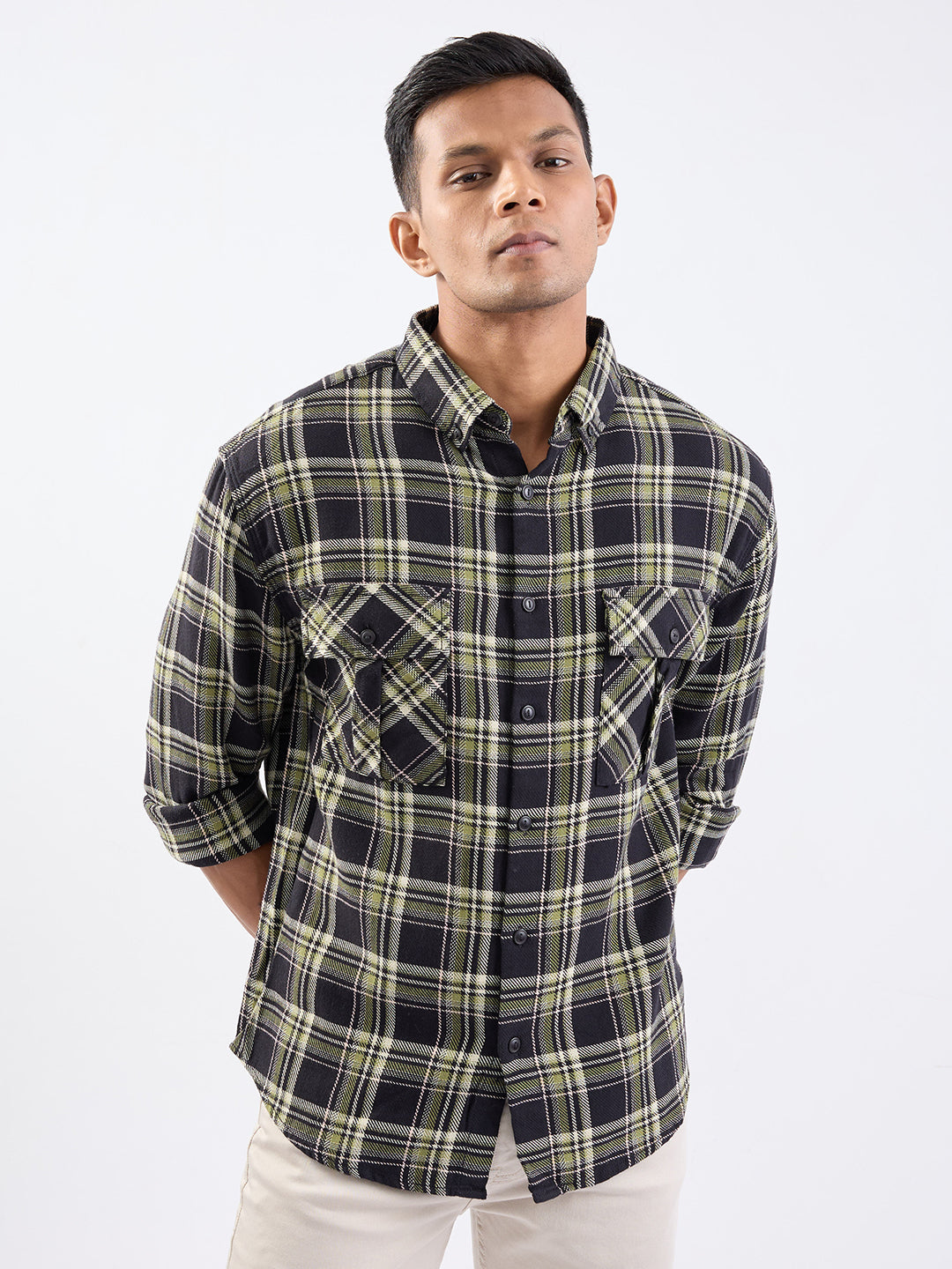 Spykar Black Comfort Fit Casual Shirts For Men