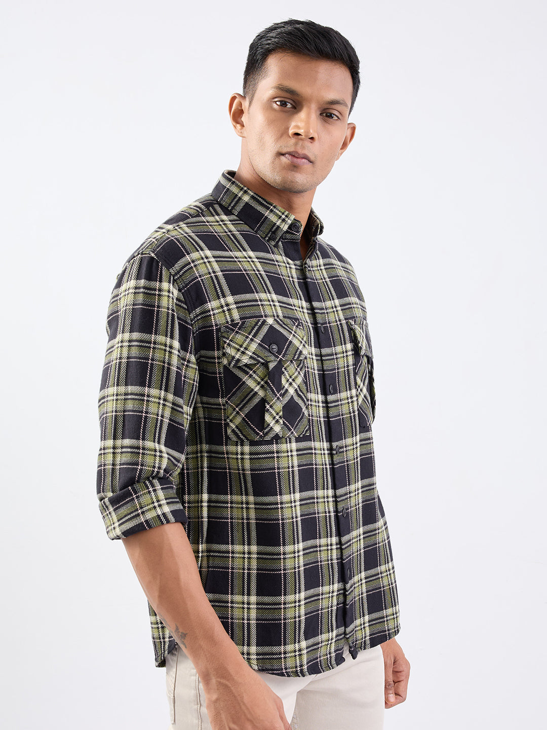 Spykar Black Comfort Fit Casual Shirts For Men