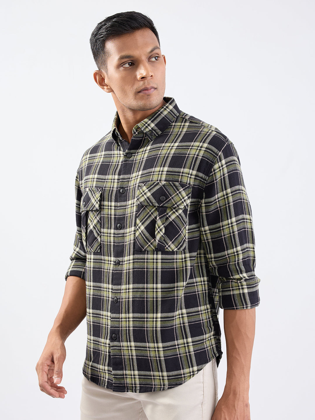 Spykar Black Comfort Fit Casual Shirts For Men