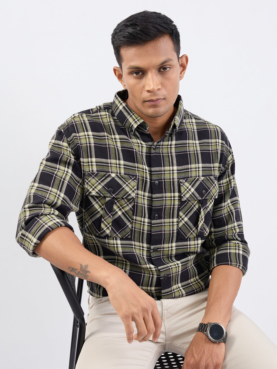 Spykar Black Comfort Fit Casual Shirts For Men