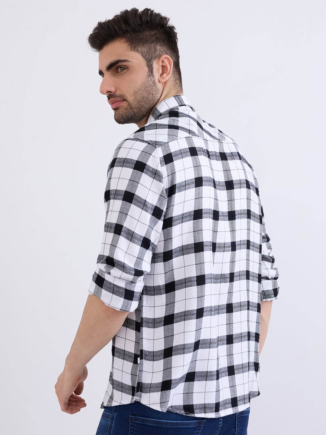 Spykar White Slim Fit Casual Shirts For Men