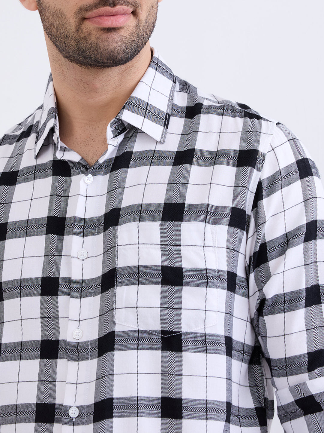 Spykar White Slim Fit Casual Shirts For Men