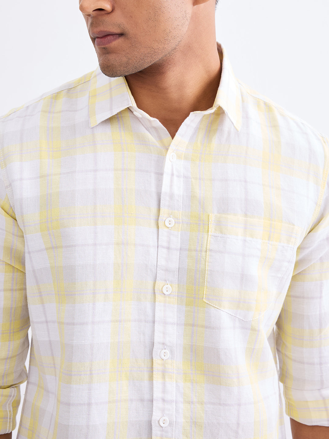 Spykar Powder Yellow Slim Fit Casual Shirts For Men