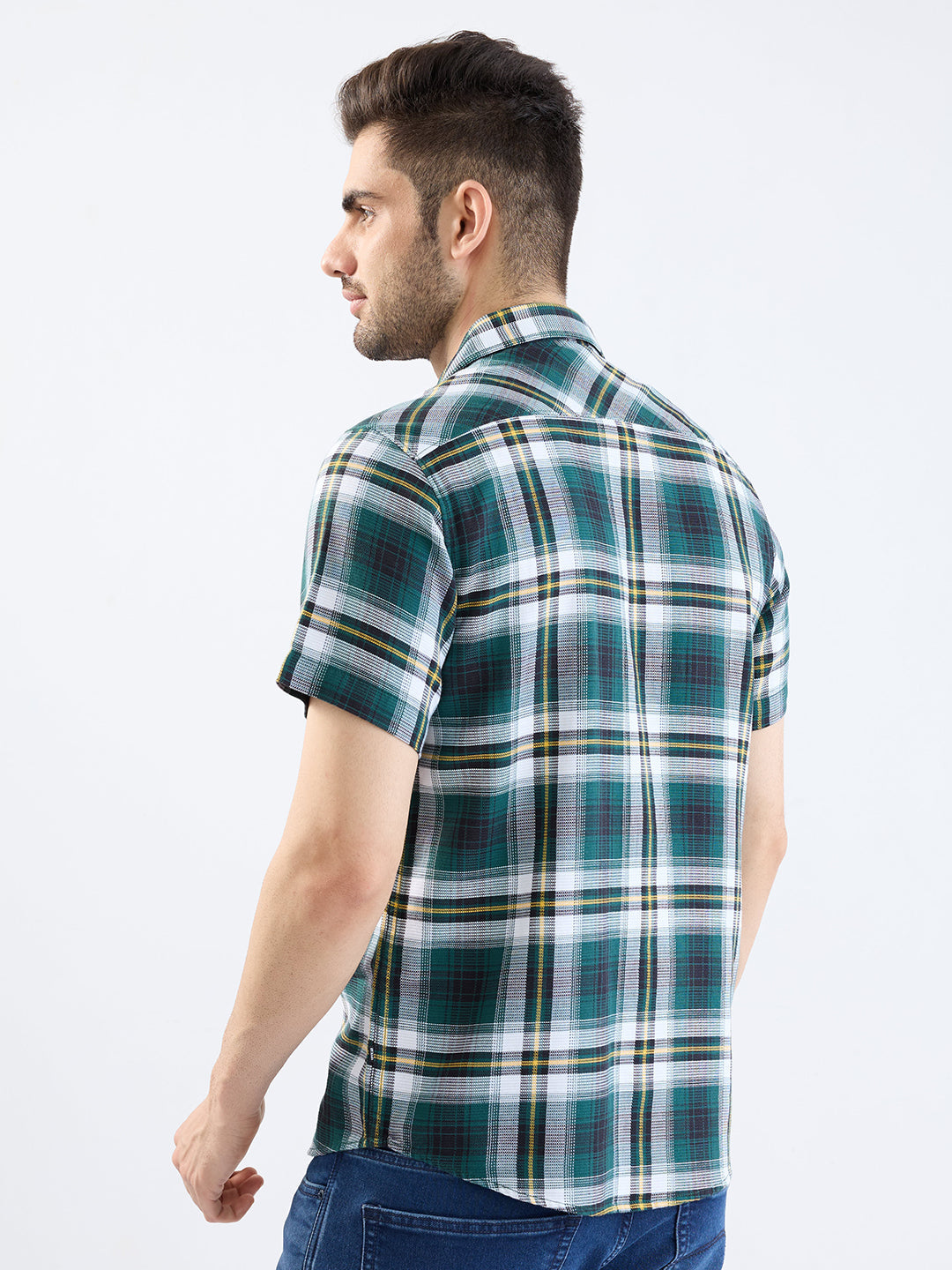 Spykar Botanical Green Slim Fit Casual Shirts For Men