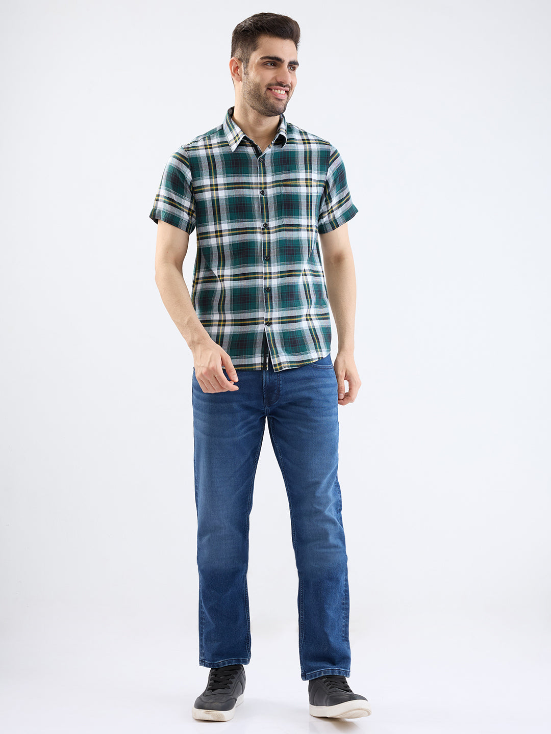 Spykar Botanical Green Slim Fit Casual Shirts For Men