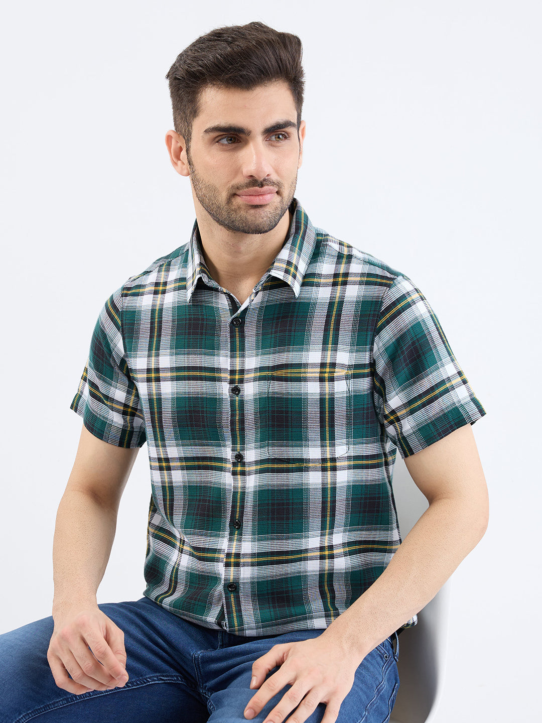 Spykar Botanical Green Slim Fit Casual Shirts For Men