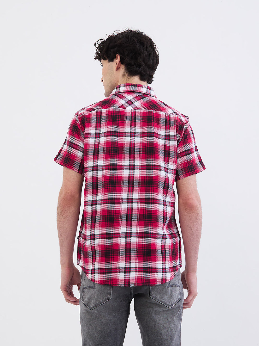 Spykar True Red Slim Fit Casual Shirts For Men