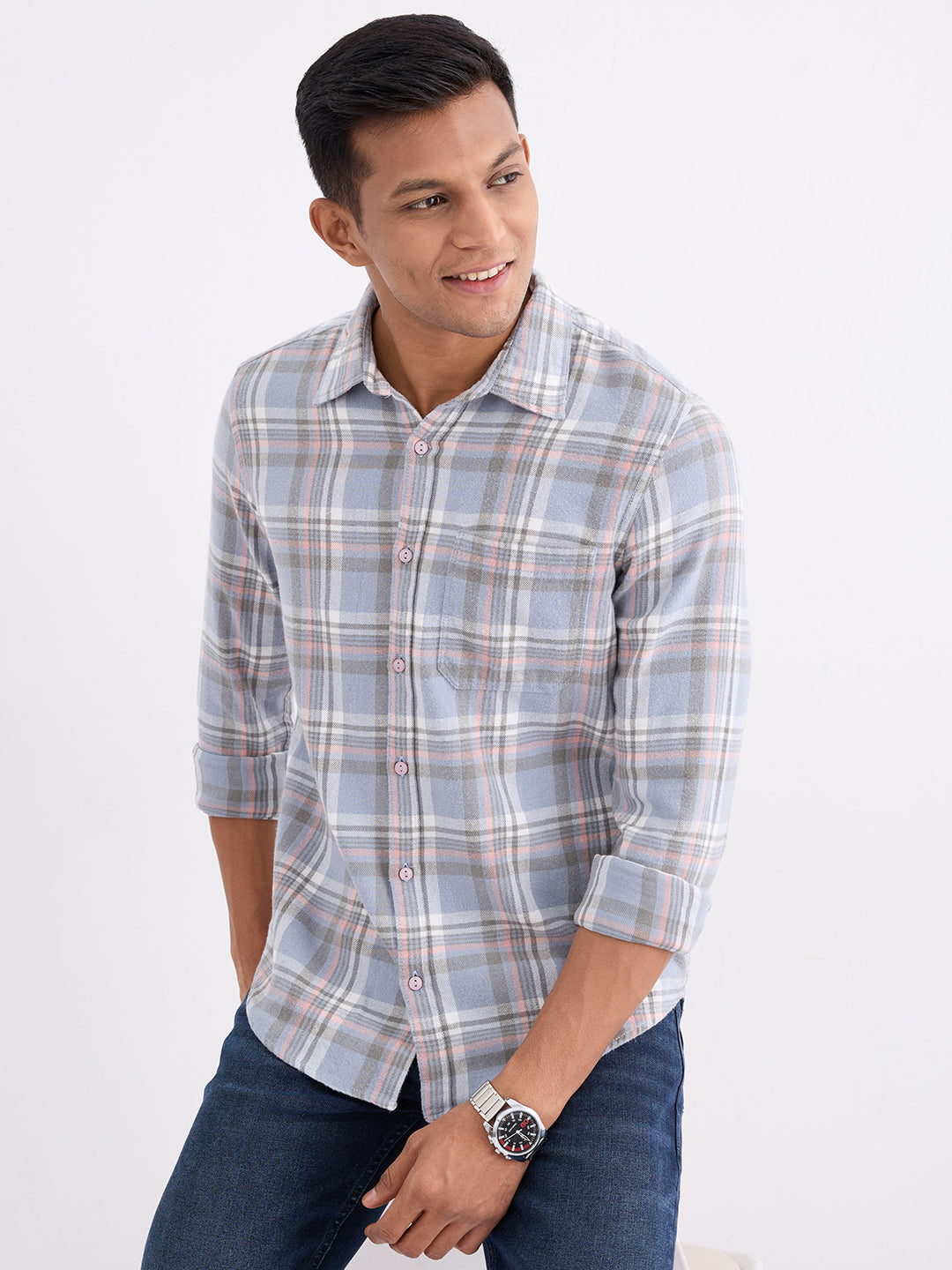 Men Shirt Blue Slim Fit
