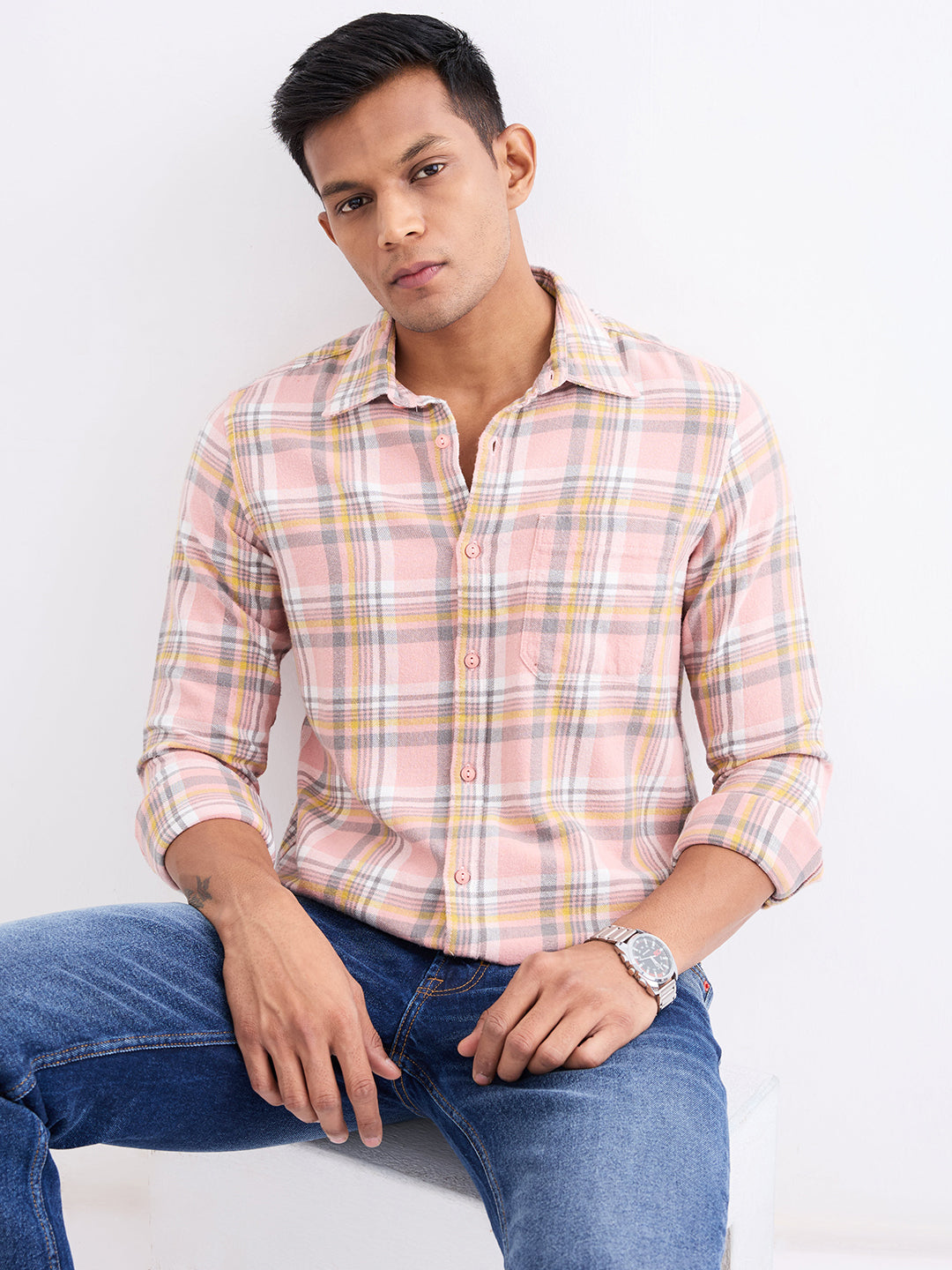 Men Shirt Pink Slim Fit