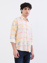 Men Shirt Beige Slim Fit