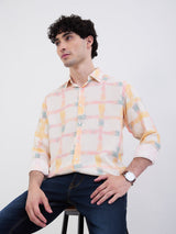 Men Shirt Beige Slim Fit