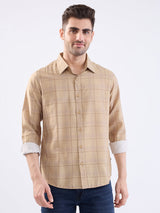Men Shirt Beige Slim Fit