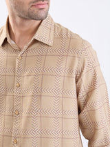 Men Shirt Beige Slim Fit