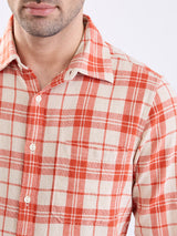 Men Shirt Orange Slim Fit