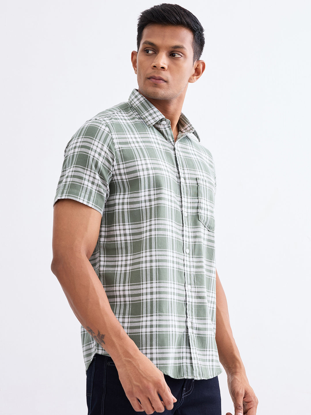 Men Shirt Green Slim Fit