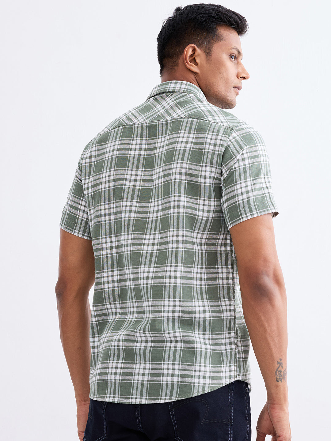 Spykar Granite Green Slim Fit Casual Shirts For Men