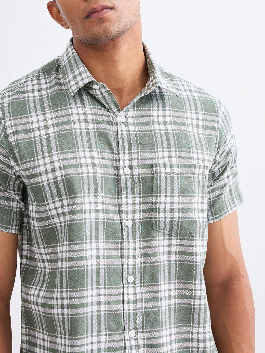 Spykar Granite Green Slim Fit Casual Shirts For Men