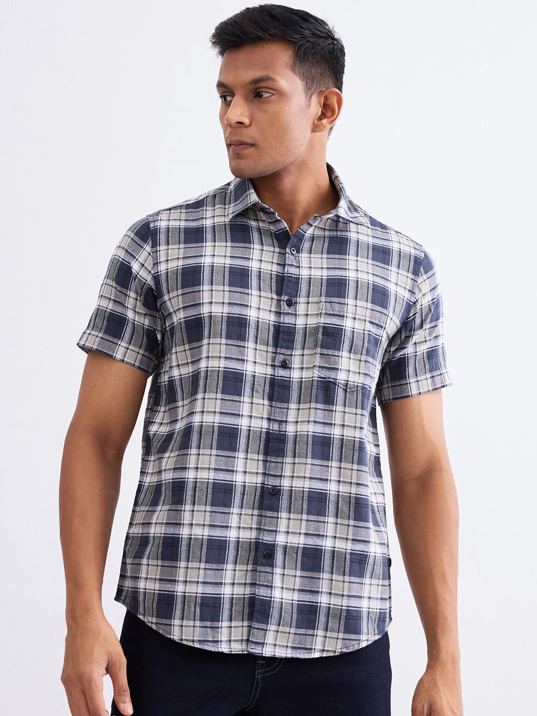 Spykar Slate Grey Slim Fit Casual Shirts For Men