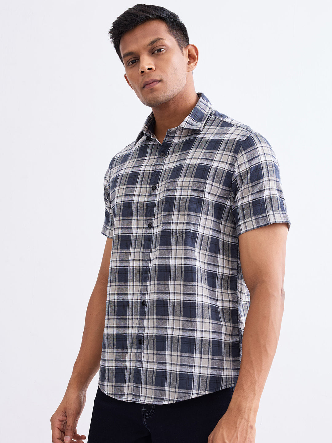 Spykar Slate Grey Slim Fit Casual Shirts For Men