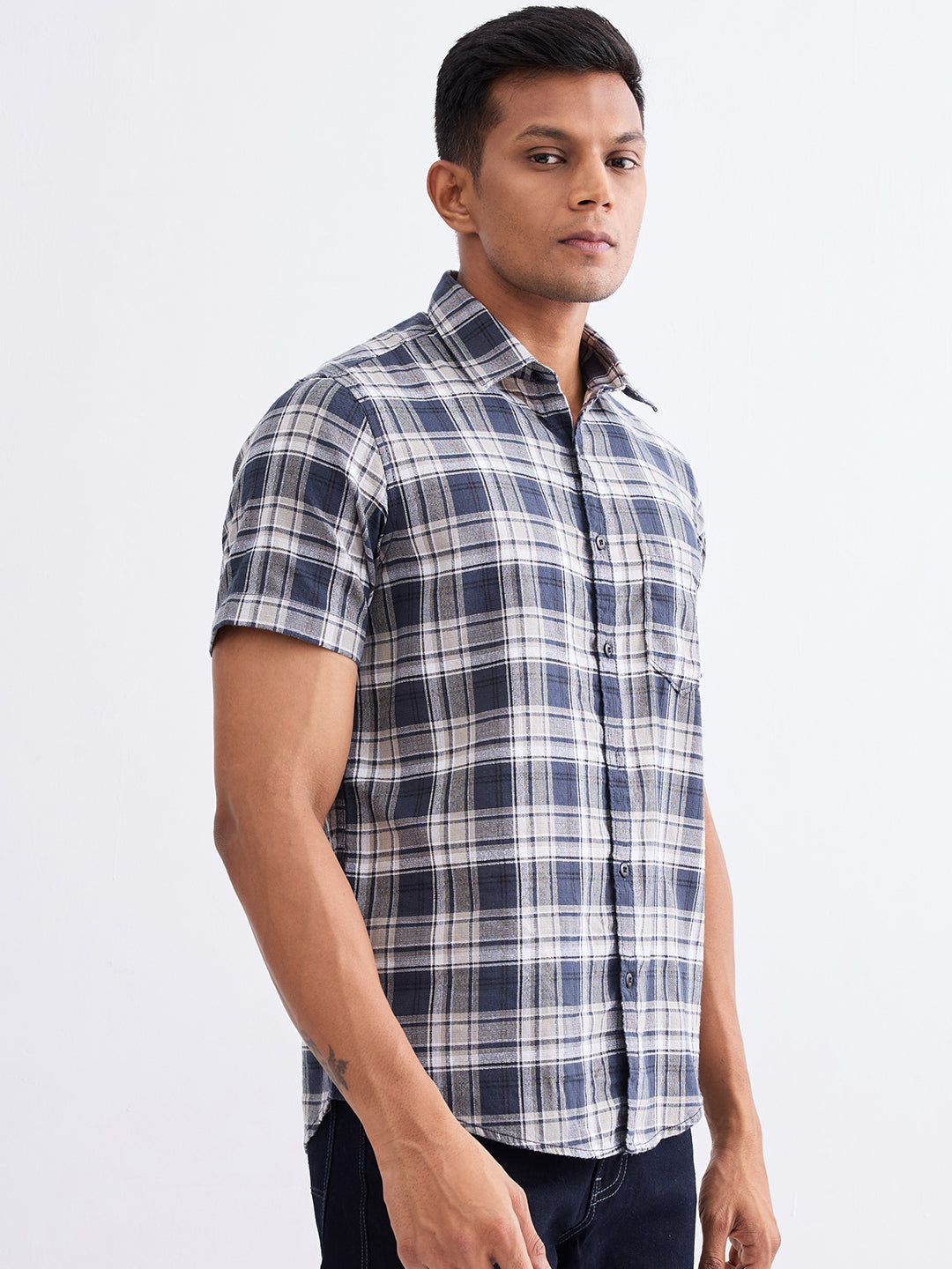 Spykar Slate Grey Slim Fit Casual Shirts For Men