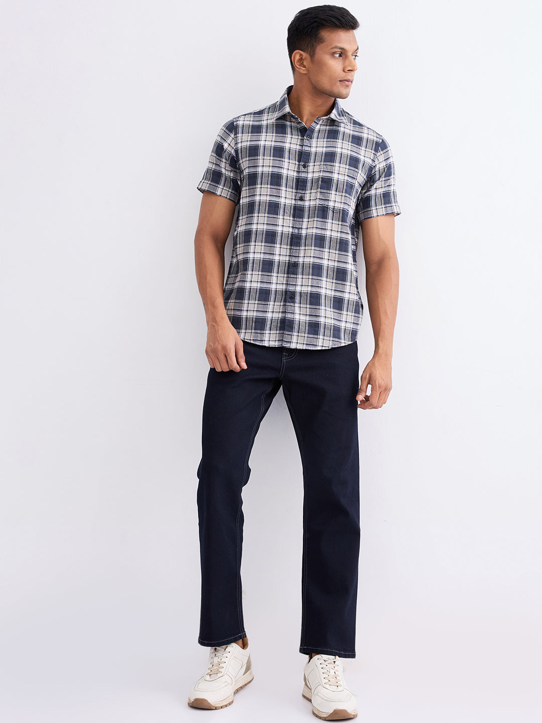 Spykar Slate Grey Slim Fit Casual Shirts For Men
