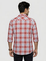 Men Shirt Check Red Regular Fit