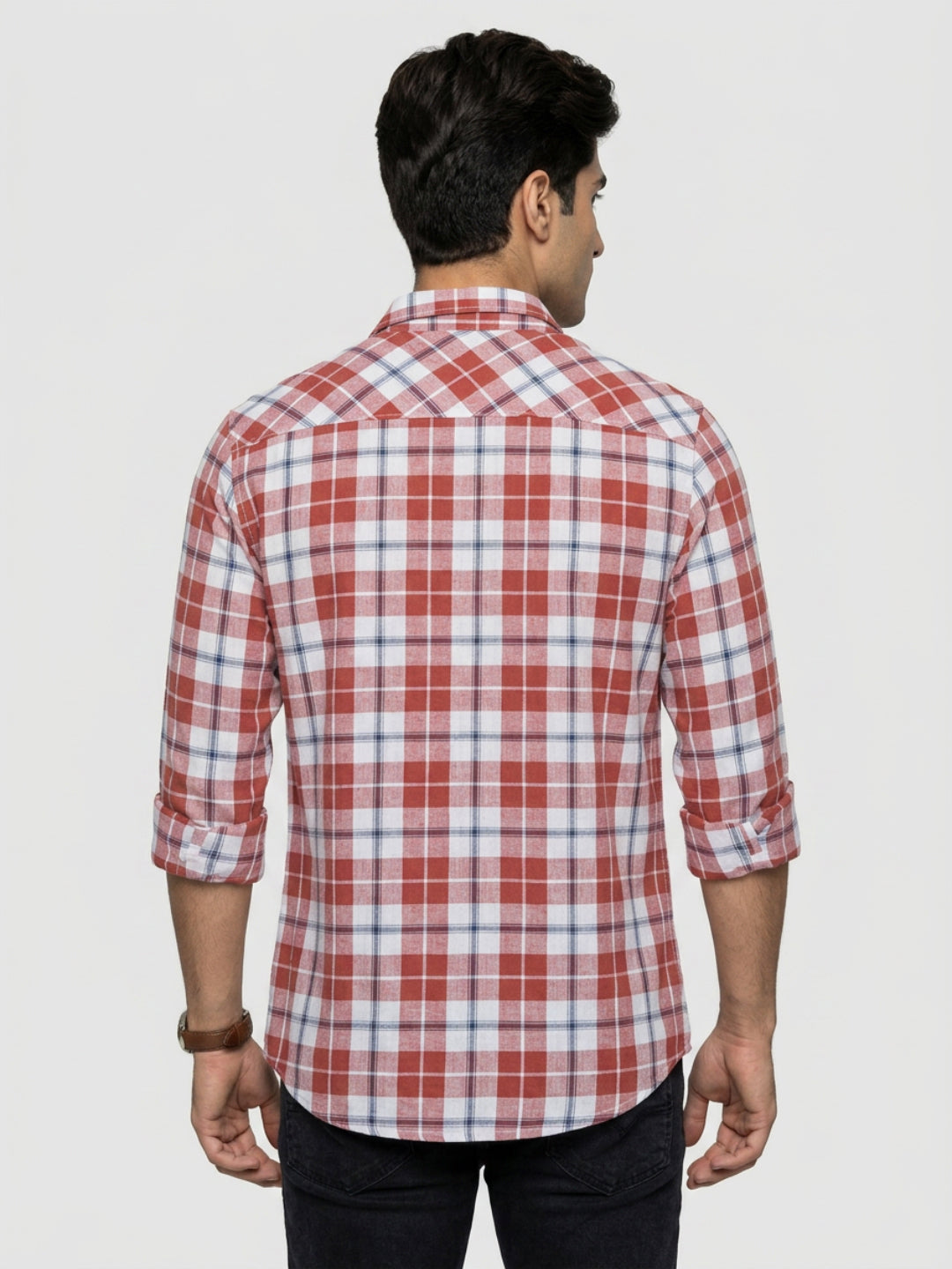 Men Shirt Check Red Regular Fit
