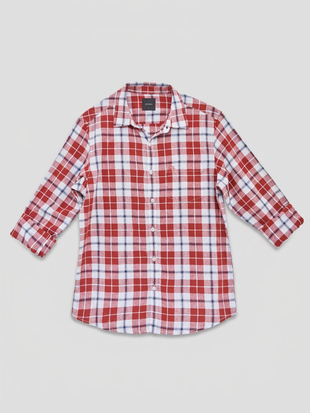 Men Shirt Check Red Regular Fit