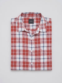 Men Shirt Check Red Regular Fit