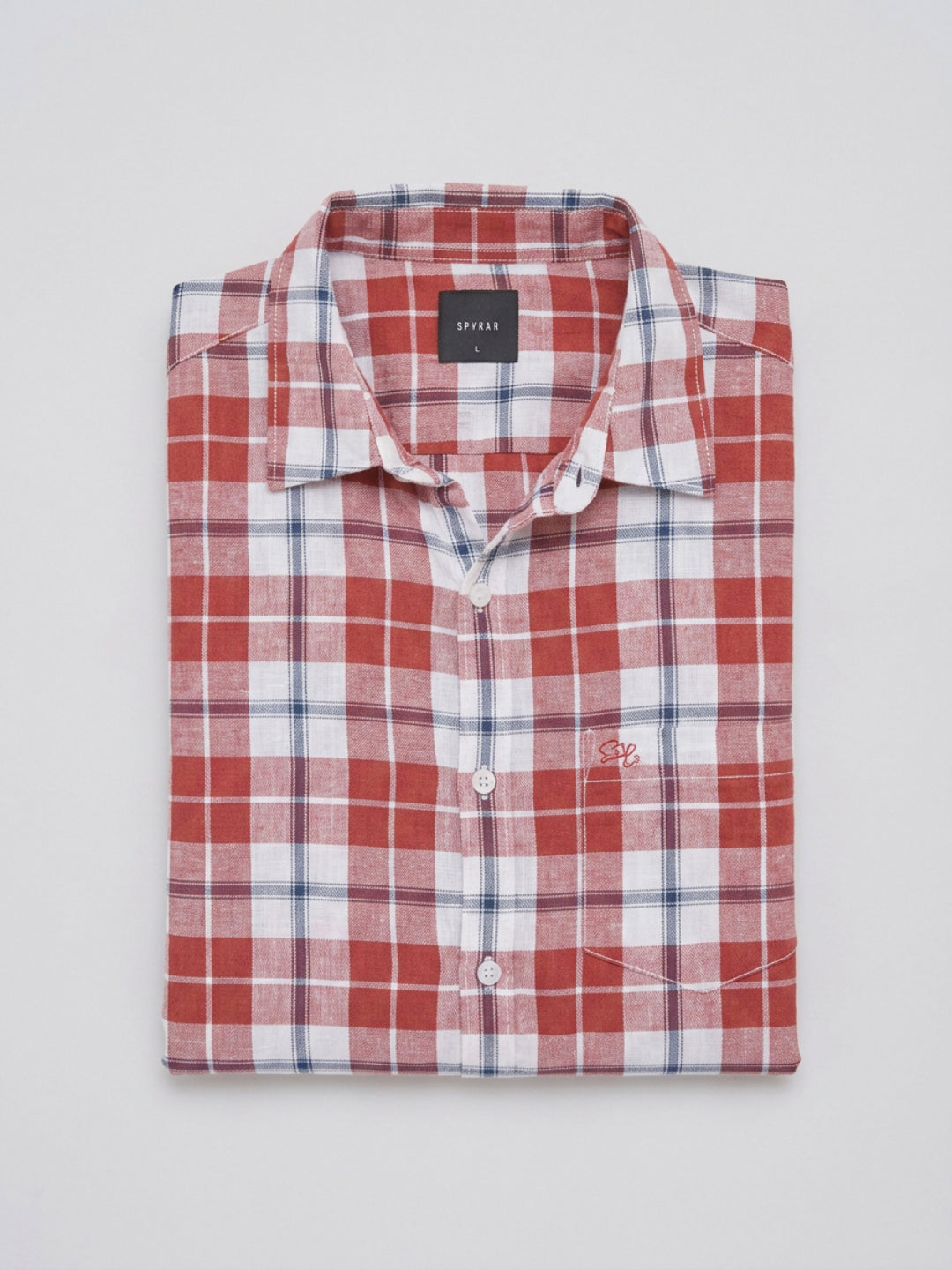 Men Shirt Check Red Regular Fit