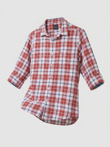 Men Shirt Check Red Regular Fit