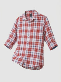 Men Shirt Check Red Regular Fit