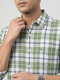 Men Shirt Check Green Regular Fit