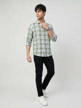 Men Shirt Check Green Regular Fit
