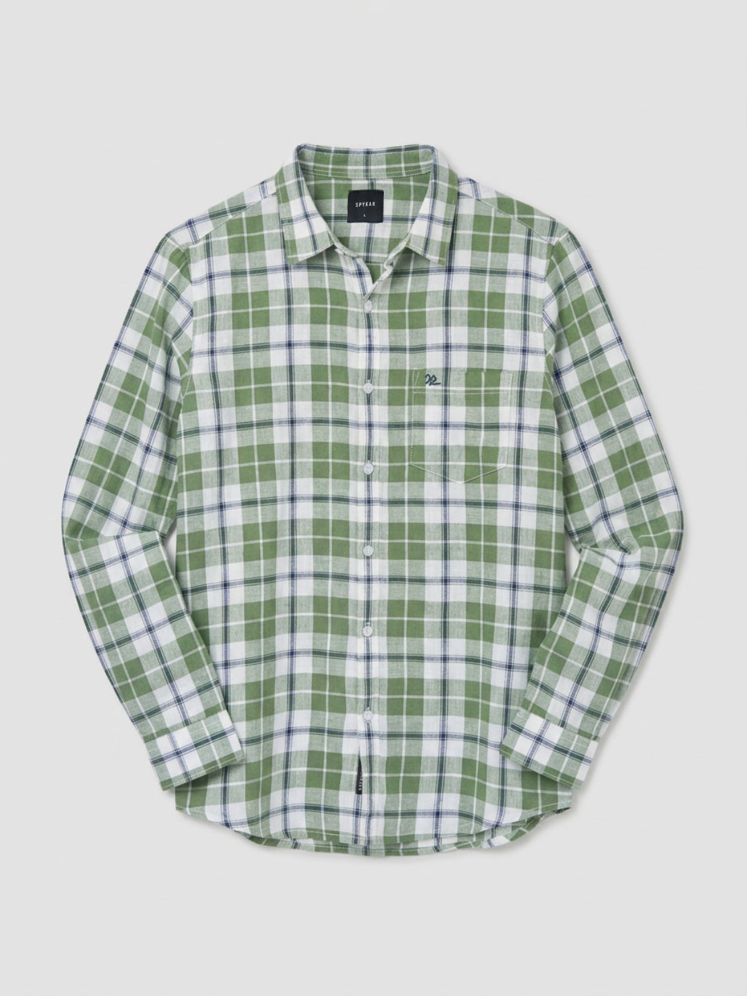 Men Shirt Check Green Regular Fit