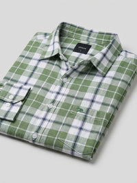 Men Shirt Check Green Regular Fit