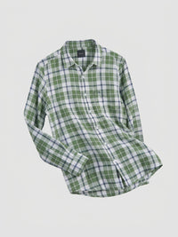 Men Shirt Check Green Regular Fit