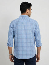 Men Shirt Check Blue Regular Fit