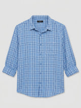 Men Shirt Check Blue Regular Fit