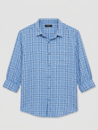 Men Shirt Check Blue Regular Fit