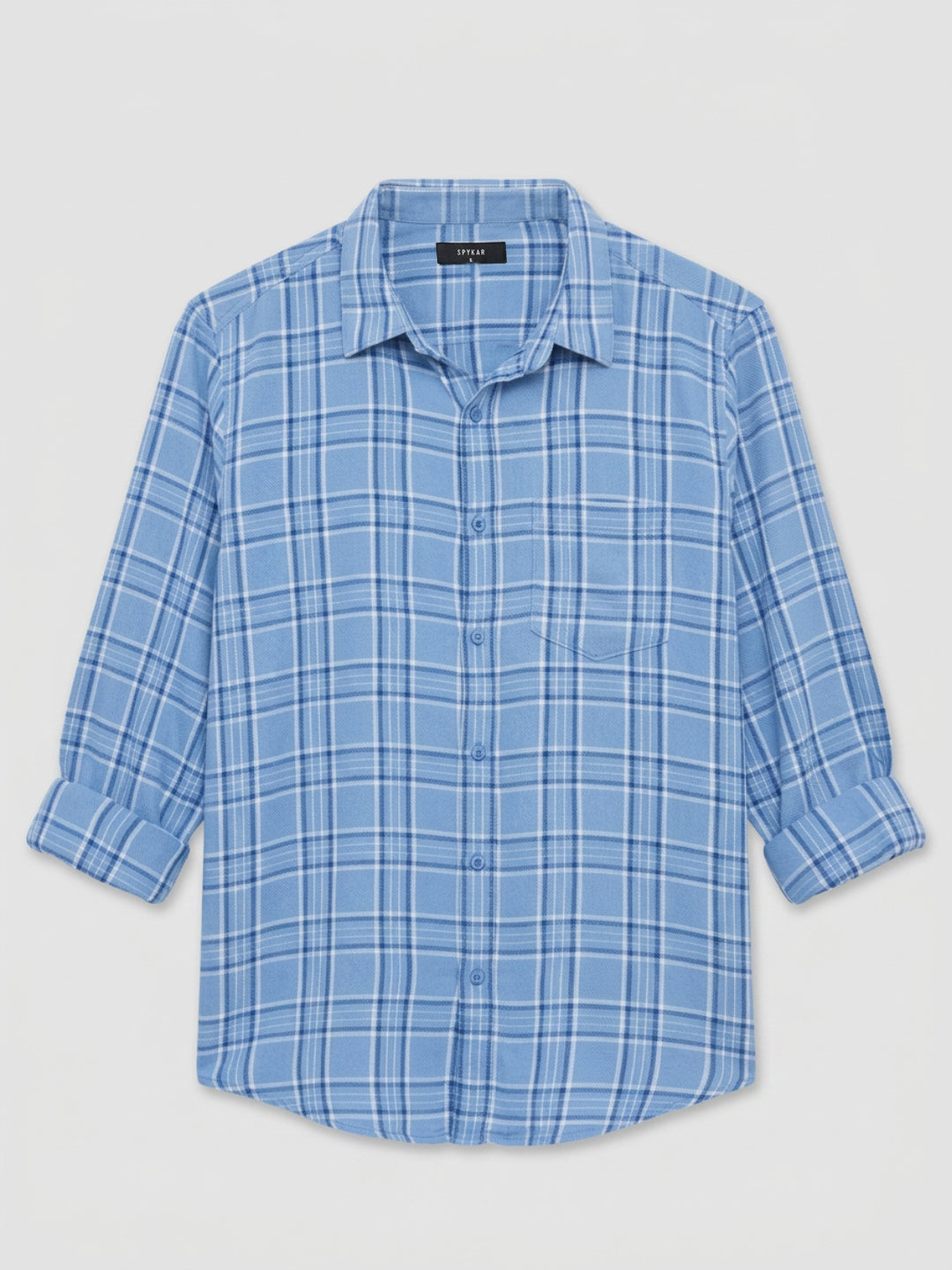 Men Shirt Check Blue Regular Fit