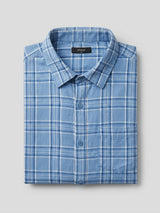 Men Shirt Check Blue Regular Fit