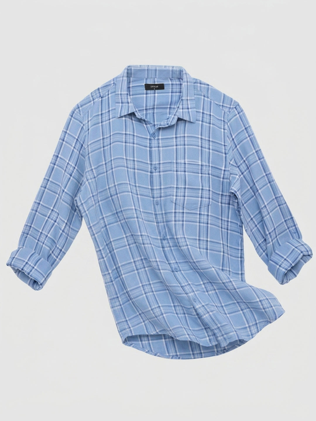 Men Shirt Check Blue Regular Fit