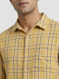 Men Shirt Check Yellow Regular Fit