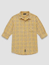 Men Shirt Check Yellow Regular Fit