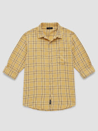 Men Shirt Check Yellow Regular Fit