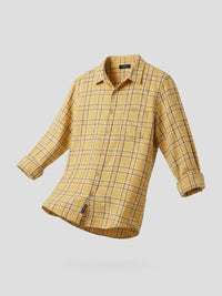 Men Shirt Check Yellow Regular Fit