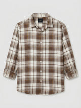 Men Shirt Check Brown Regular Fit